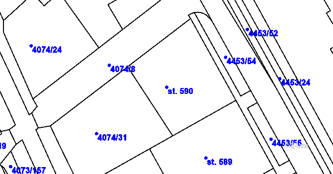 Parcela st. 590 v KÚ Slavičín, Katastrální mapa