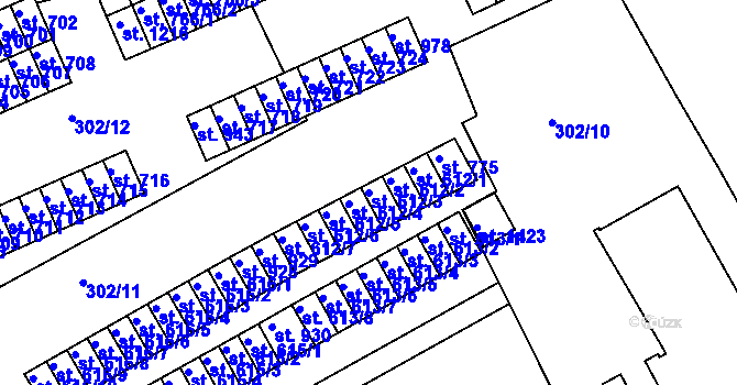Parcela st. 612/3 v KÚ Slavičín, Katastrální mapa