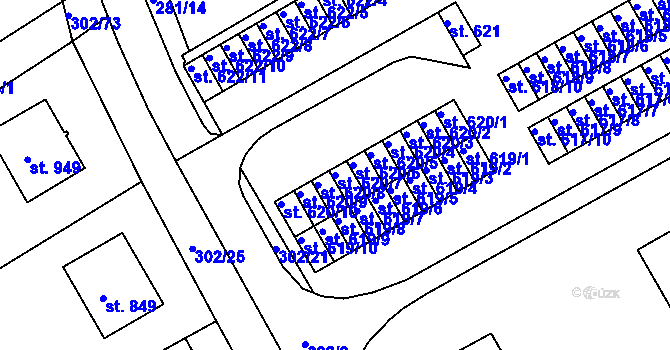 Parcela st. 620/7 v KÚ Slavičín, Katastrální mapa
