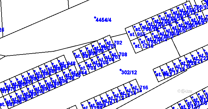 Parcela st. 707 v KÚ Slavičín, Katastrální mapa