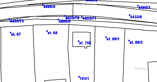 Parcela st. 759 v KÚ Slavičín, Katastrální mapa