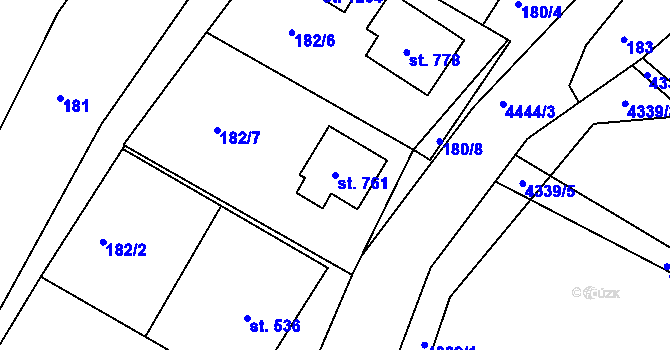 Parcela st. 761 v KÚ Slavičín, Katastrální mapa