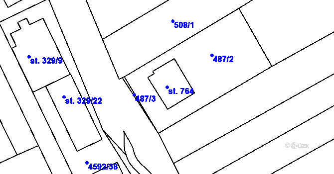 Parcela st. 764 v KÚ Slavičín, Katastrální mapa