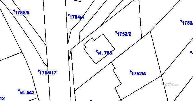 Parcela st. 765 v KÚ Slavičín, Katastrální mapa