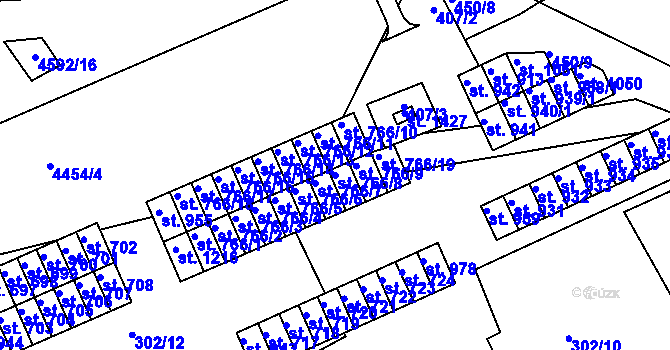 Parcela st. 766/8 v KÚ Slavičín, Katastrální mapa