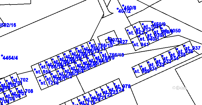 Parcela st. 766/19 v KÚ Slavičín, Katastrální mapa