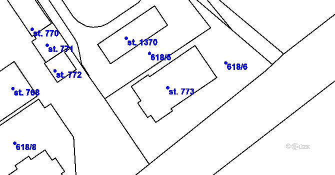 Parcela st. 773 v KÚ Slavičín, Katastrální mapa