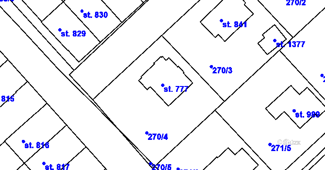 Parcela st. 777 v KÚ Slavičín, Katastrální mapa