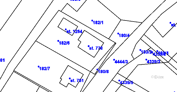 Parcela st. 778 v KÚ Slavičín, Katastrální mapa