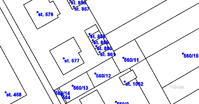 Parcela st. 861 v KÚ Slavičín, Katastrální mapa