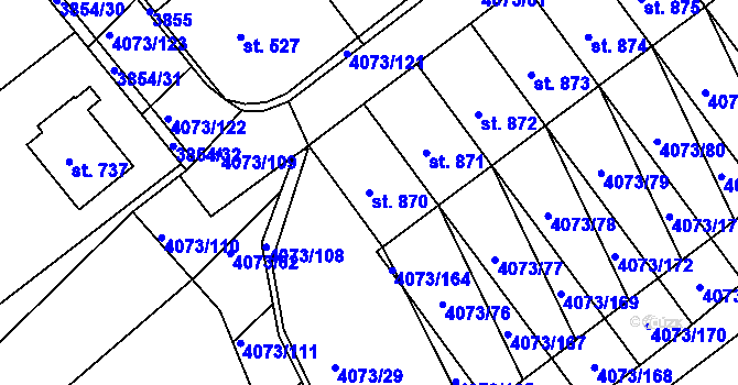 Parcela st. 870 v KÚ Slavičín, Katastrální mapa
