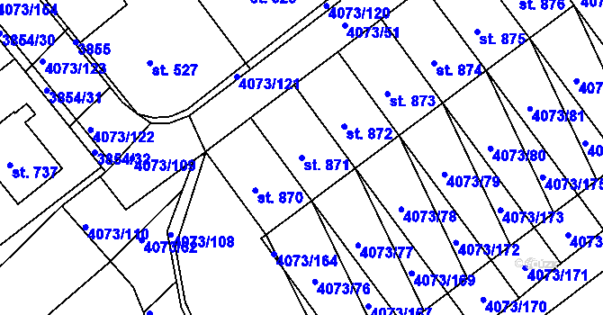 Parcela st. 871 v KÚ Slavičín, Katastrální mapa