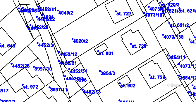 Parcela st. 901 v KÚ Slavičín, Katastrální mapa