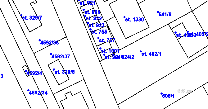 Parcela st. 924/1 v KÚ Slavičín, Katastrální mapa