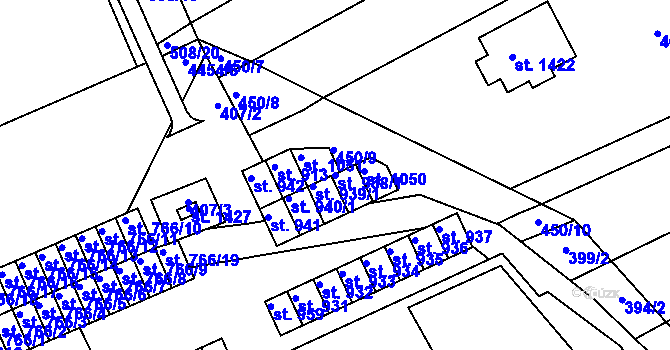 Parcela st. 938/1 v KÚ Slavičín, Katastrální mapa