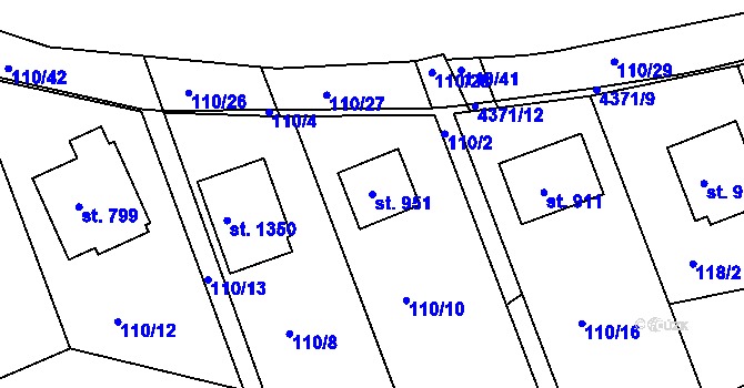 Parcela st. 951 v KÚ Slavičín, Katastrální mapa