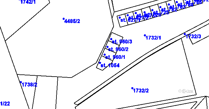 Parcela st. 960/1 v KÚ Slavičín, Katastrální mapa