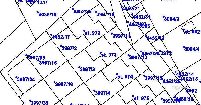 Parcela st. 973 v KÚ Slavičín, Katastrální mapa