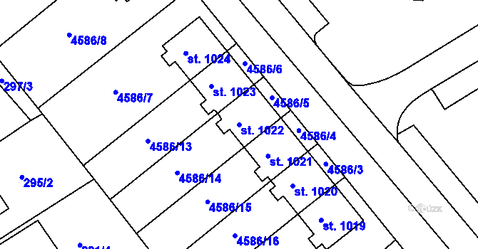 Parcela st. 1022 v KÚ Slavičín, Katastrální mapa