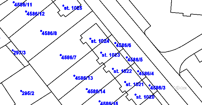 Parcela st. 1023 v KÚ Slavičín, Katastrální mapa