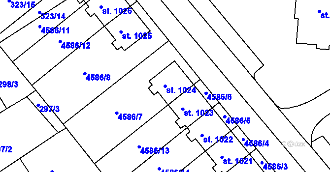 Parcela st. 1024 v KÚ Slavičín, Katastrální mapa