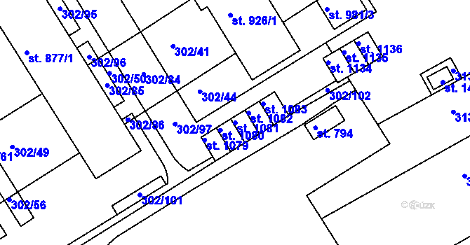 Parcela st. 1081 v KÚ Slavičín, Katastrální mapa