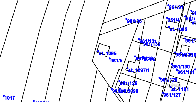 Parcela st. 1095 v KÚ Slavičín, Katastrální mapa