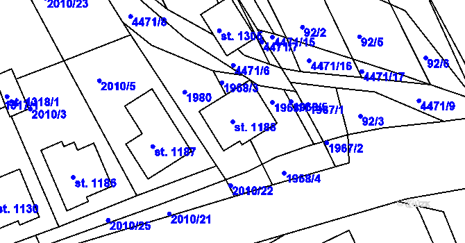 Parcela st. 1188 v KÚ Slavičín, Katastrální mapa