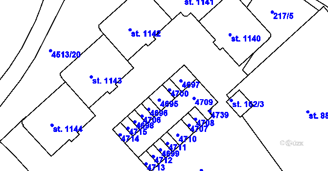 Parcela st. 1237/3 v KÚ Slavičín, Katastrální mapa