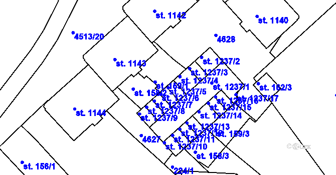 Parcela st. 1237/5 v KÚ Slavičín, Katastrální mapa