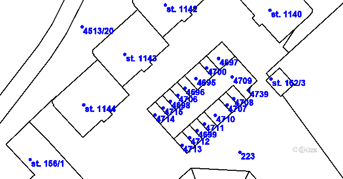 Parcela st. 1237/6 v KÚ Slavičín, Katastrální mapa
