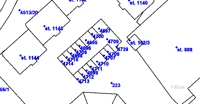 Parcela st. 1237/15 v KÚ Slavičín, Katastrální mapa