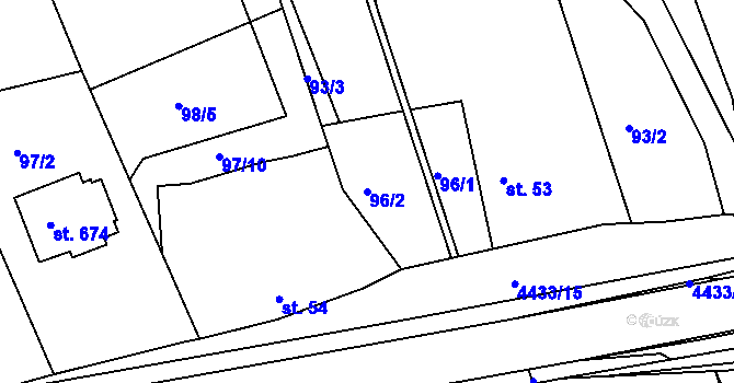 Parcela st. 96/2 v KÚ Slavičín, Katastrální mapa