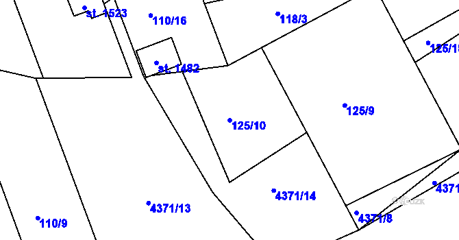 Parcela st. 125/10 v KÚ Slavičín, Katastrální mapa