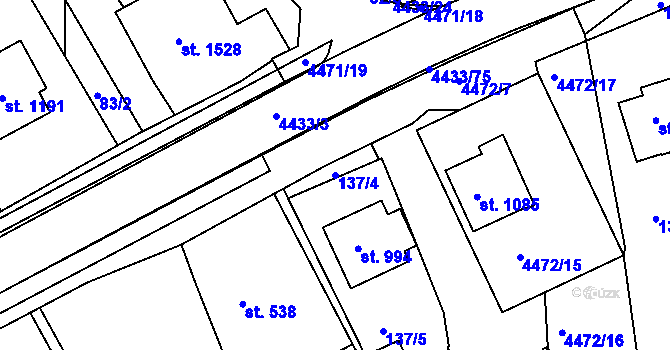 Parcela st. 137/4 v KÚ Slavičín, Katastrální mapa