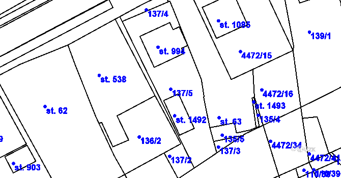 Parcela st. 137/5 v KÚ Slavičín, Katastrální mapa