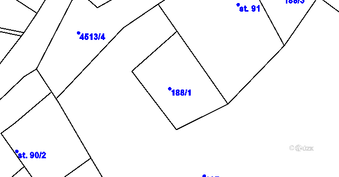 Parcela st. 188/1 v KÚ Slavičín, Katastrální mapa