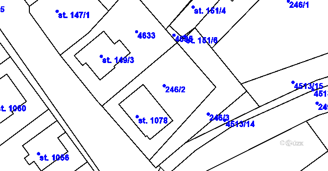 Parcela st. 246/2 v KÚ Slavičín, Katastrální mapa