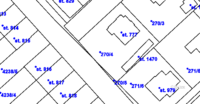 Parcela st. 270/4 v KÚ Slavičín, Katastrální mapa