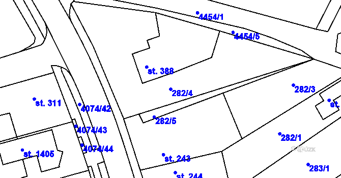 Parcela st. 282/4 v KÚ Slavičín, Katastrální mapa