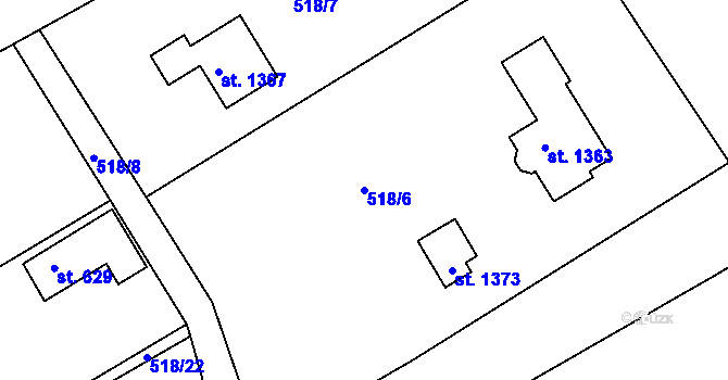 Parcela st. 518/6 v KÚ Slavičín, Katastrální mapa