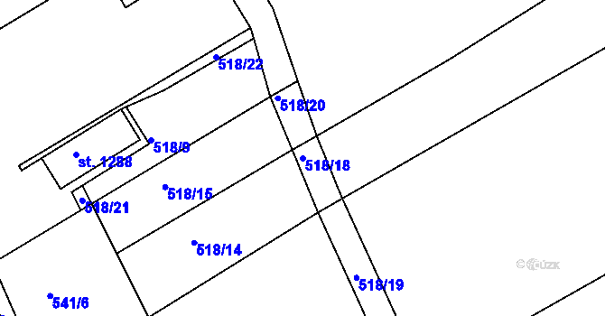 Parcela st. 518/18 v KÚ Slavičín, Katastrální mapa