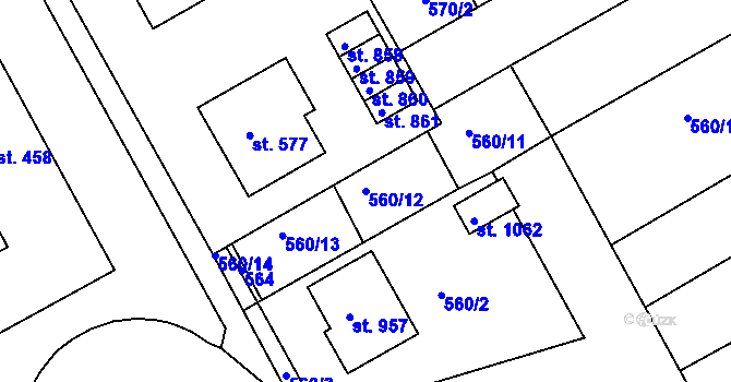 Parcela st. 560/12 v KÚ Slavičín, Katastrální mapa