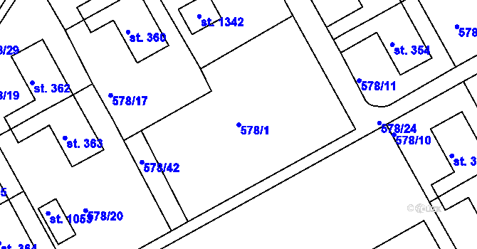 Parcela st. 578/1 v KÚ Slavičín, Katastrální mapa