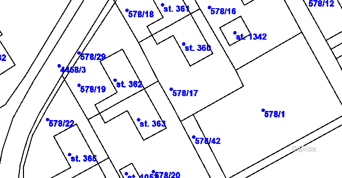 Parcela st. 578/17 v KÚ Slavičín, Katastrální mapa