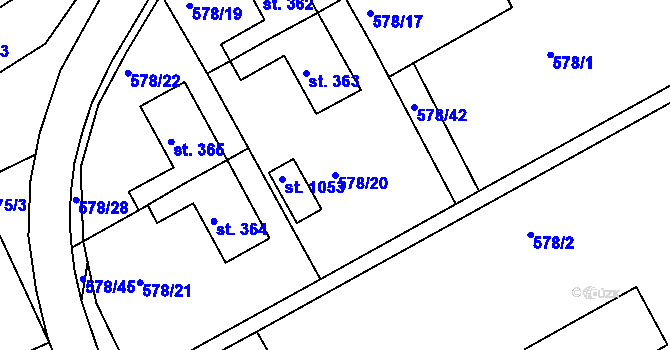 Parcela st. 578/20 v KÚ Slavičín, Katastrální mapa