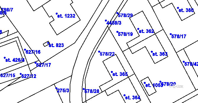 Parcela st. 578/22 v KÚ Slavičín, Katastrální mapa