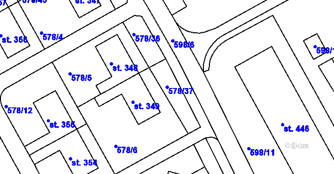 Parcela st. 578/37 v KÚ Slavičín, Katastrální mapa
