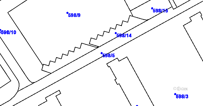 Parcela st. 598/5 v KÚ Slavičín, Katastrální mapa