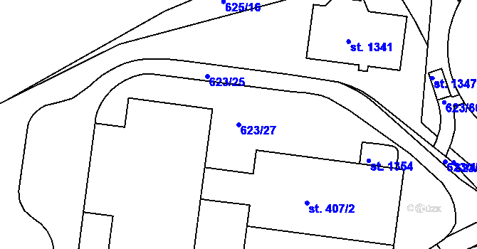 Parcela st. 623/27 v KÚ Slavičín, Katastrální mapa